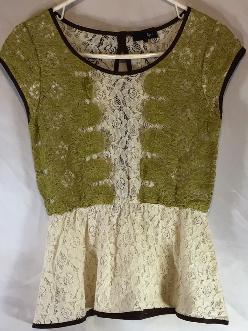 Cottagecore Lace Peplum Blouse Top Size Small Coquette Bows Romantic Boho